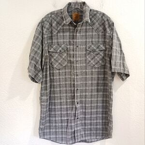 GC Blue Gray Plaid Pearl Snap Shirt
